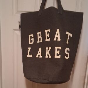 Gray Tote Bag with Great Lakes Print